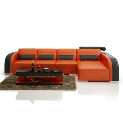 Velká pohovka Sofa Wohnlandschaft Polster Eck Leder Sofa Garnitur Couchen Bergamo