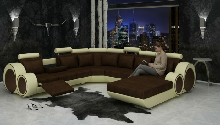 TEXTILNÍ POHOVKA XXL OBÝVACÍ LANDŠAFT TKANINA Pohovka BIG SOFA UHOLNÍKOVÝ ROH SOFA NOVÝ