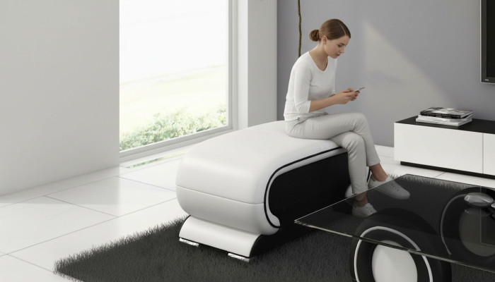 Designer kožený polštář Lounge Hocker gauč Sofa Beistell Fernseh