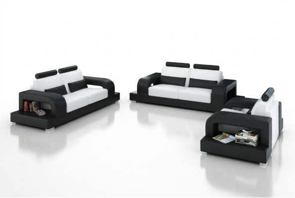 Ledersofa Couch Wohnlandschaft 3+2+1 Sitzer Garnitur Modern Design Sofa