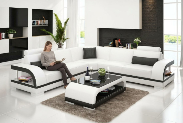 Kožená pohovka Rozkládací pohovka Židle k bydlení Zona na posezení Rovná pohovka Kovová sestava Design Moderní pohovka G8011B