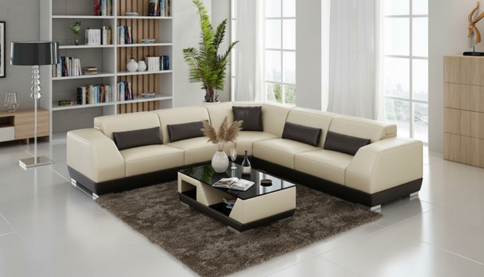 Ledersofa Couch Wohnlandschaft Sofa Ecksofa Eck Garnitur Modern Design