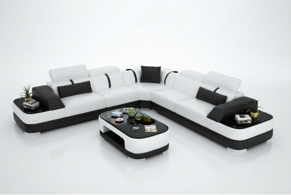 Ledersofa Polster Sitz Eck Sofa Dekor Garnitur Wohnlandschaft Wohnzimme