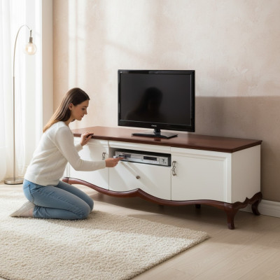 Echtholz Massiv Handarbeit Klassischer Unterschank RTV Fernsehschrank MI-RTVD