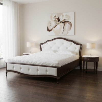 Bett Ehebett Doppelbett Königsbett Schlafzimmer Klassisches Lederbett Model V-2T