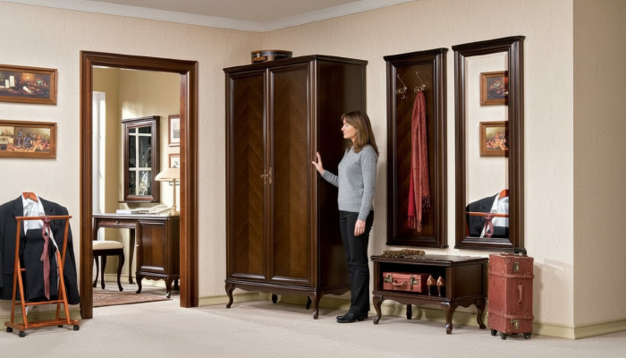 Diele Garderobe Set Echtes Holz Flur Wandgarderobe Italienische Möbel Garderoben