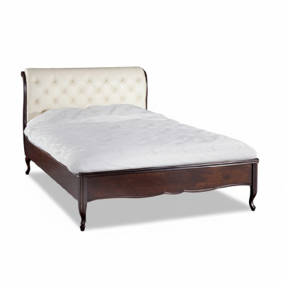 Postel Chesterfield Lůžková manželská postel Italský nábytek Dřevo Kůže Textilní
