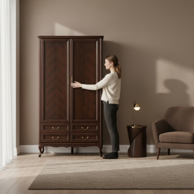 Kleiderschrank Schrank Italienische Möbel Holz Antik Style Echtholz Klassischer
