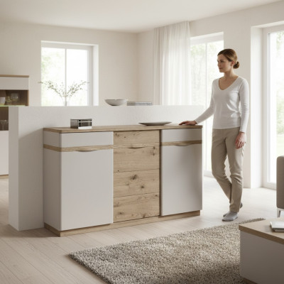 Klassische Kommode Vitrine Kommoden Vitrinen Kommodenschrank Schrank Como CM-K3