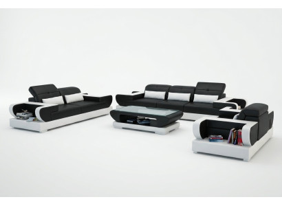 Sofagarnitur Couch Polster Leder Sitz Garnitur 3+2+1 Set Modernes Sofa Detmold