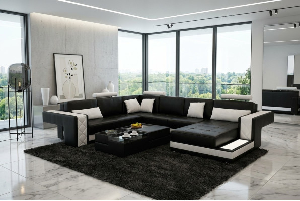 Ecksofa Ledersofa Big XXL U Form Wohnlandschaft Sofa Couch Garnitur Neu