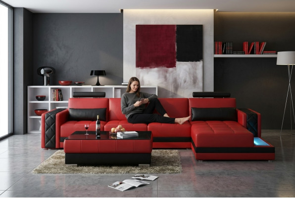 Ecksofa Ledersofa Big XXL U Form Wohnlandschaft Sofa Couch Garnitur Neu H2211B