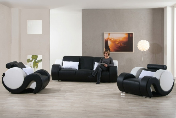 Sofagarnitur Couch Polster Sofa Set 3+1+1 Leder Couchen Sofas Komplett Neu 1094