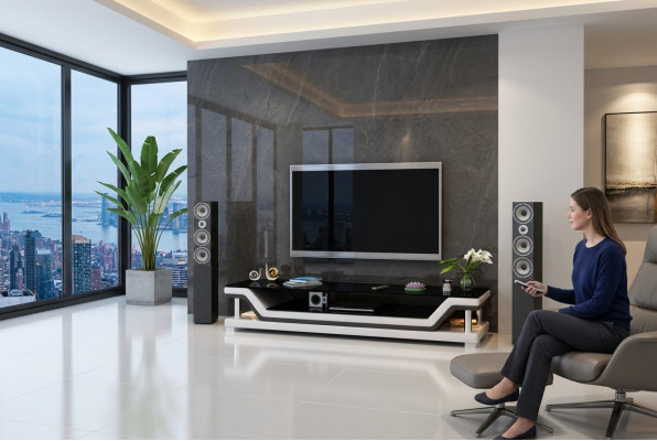 RTV TV Sideboard Leder Glas Tisch Fernseh Schrank Tisch Designer 3009