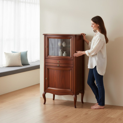 Echtholz Kommode Beistellschrank Klassische Bar Rustikale Landhaus PR-KB 1-2 L,R