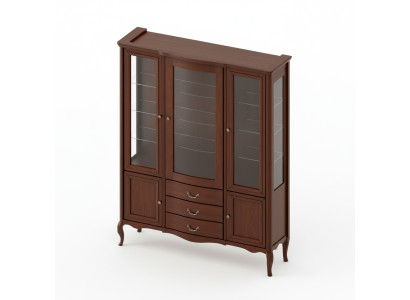 Großer Schrank Massiv Echtholz Rustikal Klassische Vitrine Vitrinenschrank PR-W3