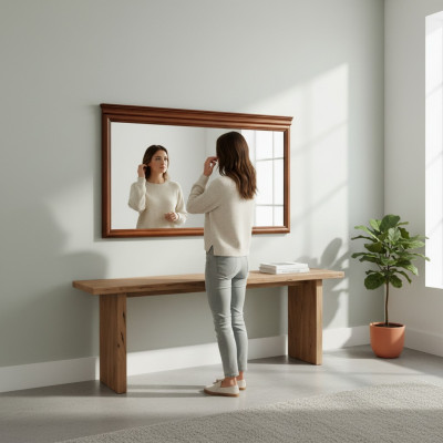 Zrcadlo s dřevěným rámečkem Velké zrcadlo na zeď Klasické designové zrcadlo - Model Z-L1