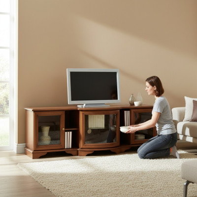 Klassischer Unterschank Fernsehschrank TV Schrank RTV Kommode Landhaus Z1-RTV