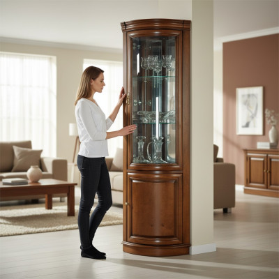 Klassische Vitrine Vitrinenschrank Rustikal Schrank Glasschrank Vitrinen Z-WN