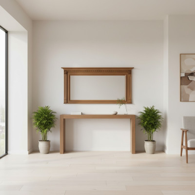 Klassischer Designer Spiegel Wandspiegel mit echten Holz Rahmen Kolonial Stil