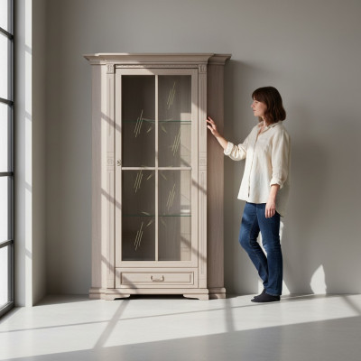 Klassische Vitrine Vitrinenschrank Vitrinen Glasschrank Schrank Kolonial OW-N