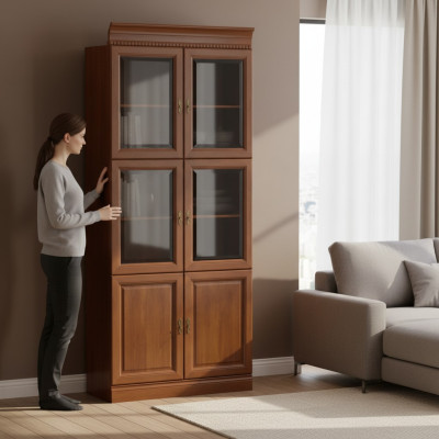 Klassische Schränke Schrank Vitrine Vitrinenschrank Glas Schrankwand Model BA-1