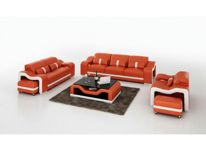 Ledersofa Couch Wohnlandschaft 3+2+1 Sitzer Garnitur Sofagarnitur Sofa