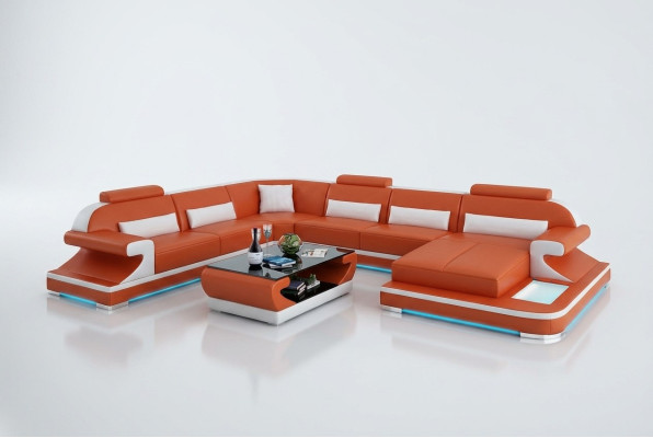 Kožená pohovka Rozkládací sedací souprava Rádlová sedací souprava Design Moderní pohovka G8021