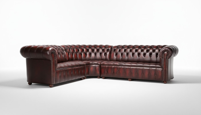 Chesterfield Ledersofa Ecksofa Sofa Polster Eck Sitz Garnitur 100% Leder