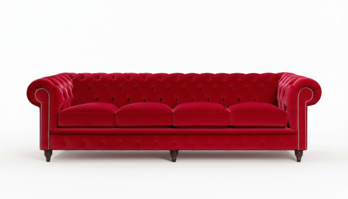 Chesterfield velká pohovka, textilní sametová čalouněná pohovka, 4místná XXL pohovka, nová