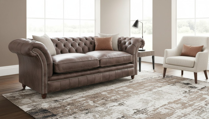 Chesterfield pohovka gauč čalouněná souprava 3 místná sedací kůže textil 161013-24