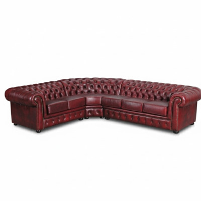 Ecksofa Sofa Couch Polster Eckgarnitur Eck Chesterfield 100% Leder