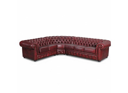 Ecksofa Sofa Couch Polster Eckgarnitur Eck Chesterfield 100% Leder
