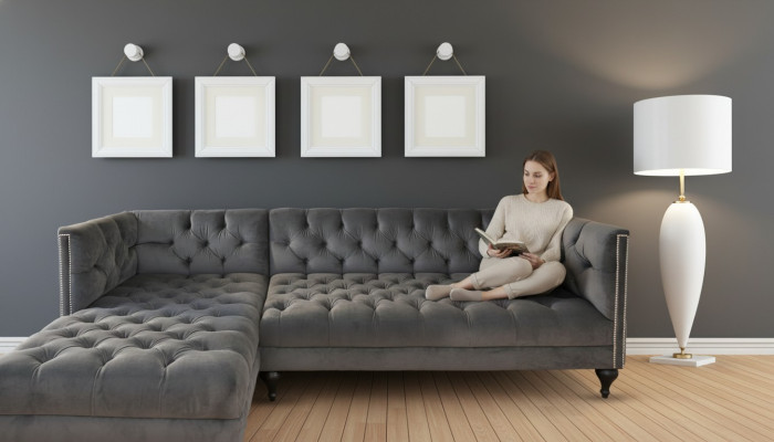 Sofa Stoff Textil Sofa Couch Polster Designer Garnitur Stoffsofa Grau Couchen