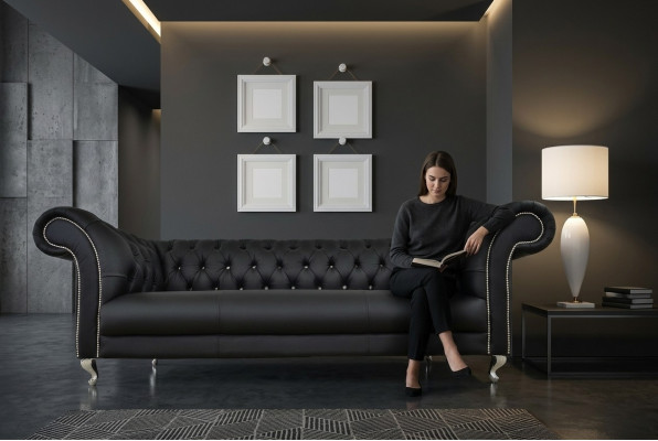 Chesterfield pohovka polstrovaný designér pohovky sedačky textilní látka textil 19