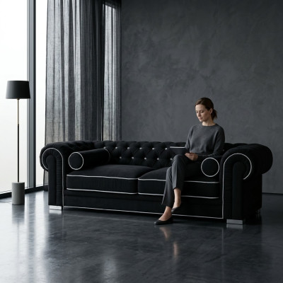 Chesterfield pohovka 3místná čalouněný designový gauč sedací souprava SL pohovka 23