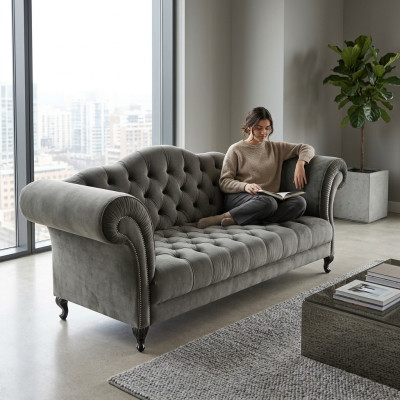 Pohovka Chesterfield 3 MÍSTA Polstrovaný designový gauč Pohovky sada SLIII Pohovka č. 1