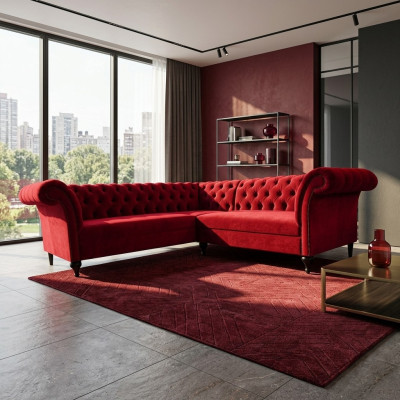 Designer Rotes Chesterfield Ecksofa Modern Eckcouch Designer Möbel