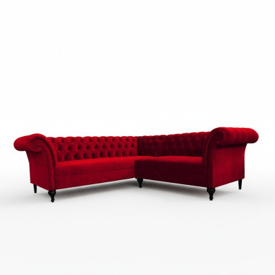 Designer Rotes Chesterfield Ecksofa Modern Eckcouch Designer Möbel
