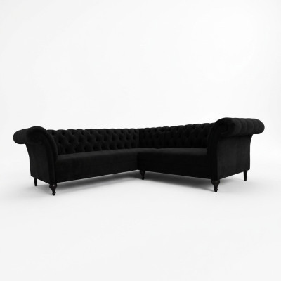 Schwarze Chesterfield Luxus L-Form Couch