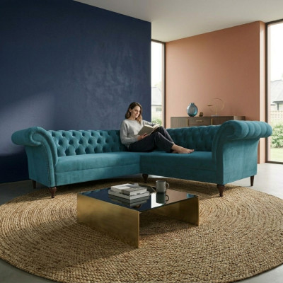 Chesterfield Ecksofa Eckcouch Designer Sofa Couch Samt Ledersofa