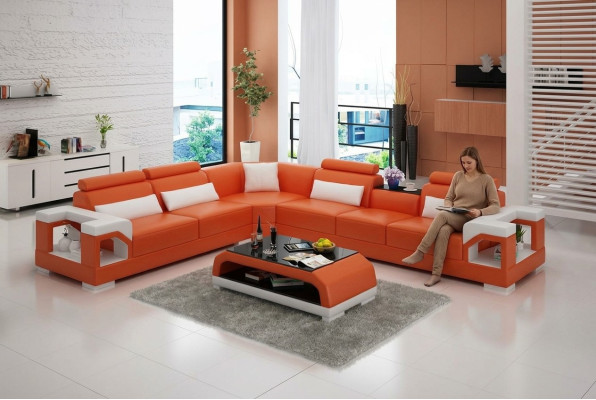 Sofa Kožená pohovka Pohovka Obývací souprava Rohový gauč Moderní design Garnitura