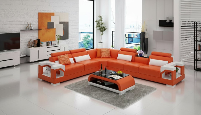 Sofa Kožená pohovka Pohovka Obývací souprava Rohový gauč Moderní design Garnitura
