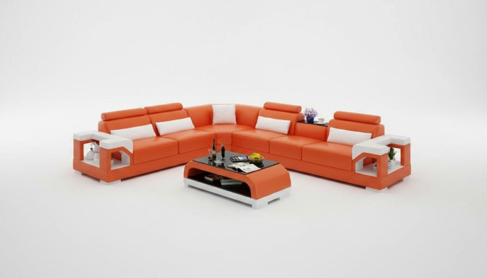 Sofa Kožená pohovka Pohovka Obývací souprava Rohový gauč Moderní design Garnitura