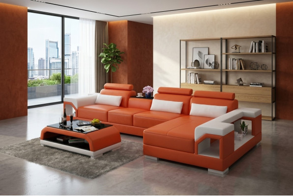 Kůžená pohovka Rozkládací pohovka Obývací souprava Rovné rohy Rovné soupravy Design Moderní Pohovka G8010C