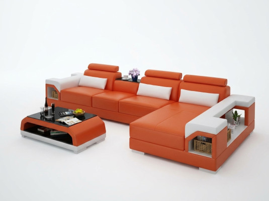 Kůžená pohovka Rozkládací pohovka Obývací souprava Rovné rohy Rovné soupravy Design Moderní Pohovka G8010C