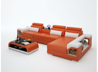 Kůžená pohovka Rozkládací pohovka Obývací souprava Rovné rohy Rovné soupravy Design Moderní Pohovka G8010C