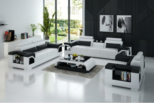 Kůžená pohovka Sedací souprava 3+2+1 Místná moderní výbava Designová pohovka
