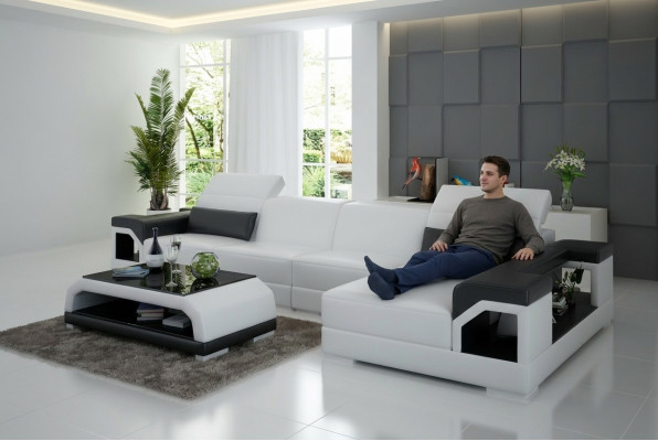 Kůže Moderní Pohovka Obývací Lanschaft Dekorace Roh Pohovka Design Sada.