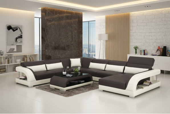 Ledersofa Couch Wohnlandschaft Ecksofa Eck Garnitur Design Modern Sofa
